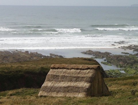 Freshwater West 4th July 1999 (sea weed collectors hut in front of picture)